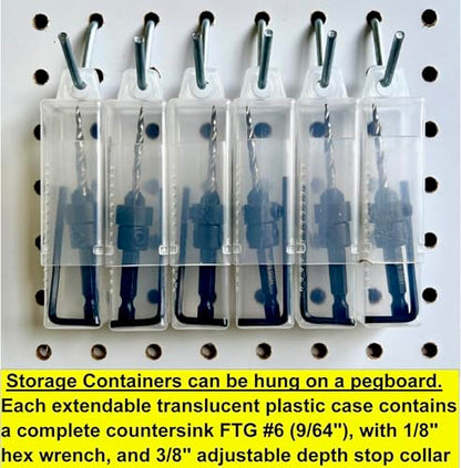FTG USA 6 Pc #6 (9/64") Countersink Drill Bit Set with Tapered Drill Bits - size: #6, style: Same Sort 6 Pc