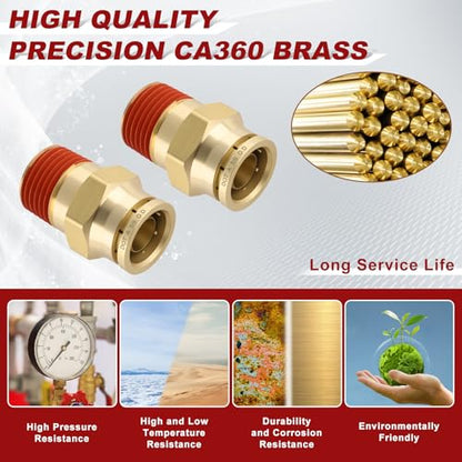 DOT Approved Male Straight Brass Union 5/8" Tube x 1/2" NPT, 10PCS - size: 5/8" OD x 1/2" NPT