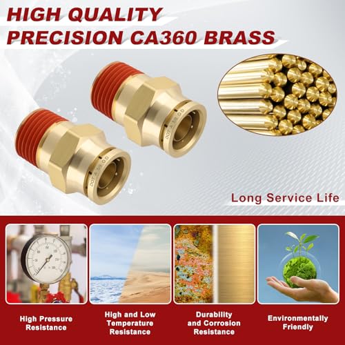 DOT Approved Male Straight Brass Union 5/8" Tube x 1/2" NPT, 10PCS - size: 5/8" OD x 1/2" NPT
