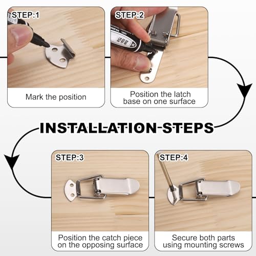 PATIKIL 2 Pcs Stainless Steel Spring Loaded Toggle Latch, 3.5" Tool Box Catch Hasp Clamp Lock with Mounting Hole and Screws for Cabinet Door Barn Wooden Case Chest - size: 3.5"
