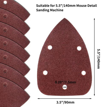 Mouse Detail Sander Sandpaper, 40 Grit, 140mm, 25 Pcs - size: 40 Grit - 25 Pcs