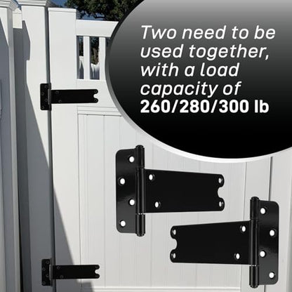 2 Pack 8” Heavy Duty Gate Hinges,300 Lbs Capacity Black Door Hinges - size: 8 inches - 2 Pack