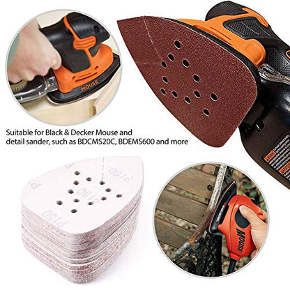 LotFancy Sanding Pads for Black and Decker Mouse Sanders Bundle, Total 100PCS