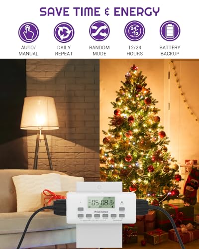 NEARPOW 2-Pack Digital Timer Outlets, Dual 3-Prong, 7-Day Programmable