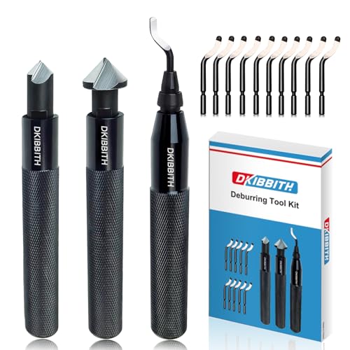 DKIBBITH 13-Piece Deburring Tool Set with 2 Countersinks & 11 Blades - Works on Metal, Resin, PVC, Copper, Plastic,3D Printed Edges - Plumbing & 3D Printing Burr Removal Reamer Tool. - style: 13 Piece Deburring Tool