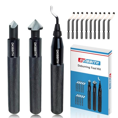 DKIBBITH 13-Piece Deburring Tool Set with 2 Countersinks & 11 Blades - Works on Metal, Resin, PVC, Copper, Plastic,3D Printed Edges - Plumbing & 3D Printing Burr Removal Reamer Tool. - style: 13 Piece Deburring Tool