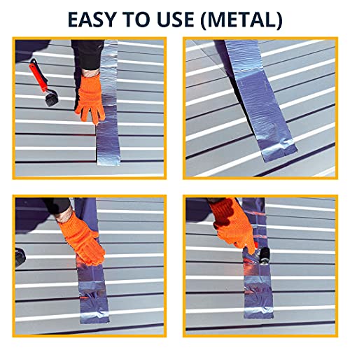 Alenor Butyl Rubber Aluminum Tape 2" inch W x 33 Feet Wall Crack Roof Leaks Waterproof Heat Resistant Tape Perfect for Sealing & Patching Hot & Cold Air Ducts Wood Metal Plastic Glass Repair - size: 2" Inch x 33' Ft (Pack 1)