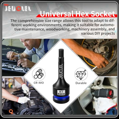 7mm Hex Impact Bit Socket, H7 1/2" Drive Allen Socket, Cr-Mo Steel - size: 1PC | H7 7MM