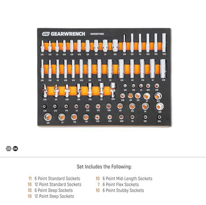 GEARWRENCH 68 Piece 1/4” Drive Master SAE Socket Set | GWMSSKT14SAE - style: 1/4" Chrome Sockets