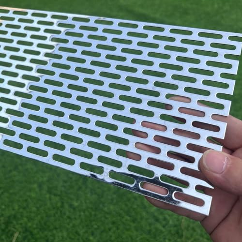11.8"x5.9" Perforated Metal Sheets 19Gauge Expanded Metal Mesh Opening Oblong Holes 0.2x0.8inch (About 5x20mm) Perforated 304 Stainless Steel Mesh Screen Panel Decorative Panel Decorati Plate - size: 11.8"x5.9", style: Oblong Hole 5x20mm