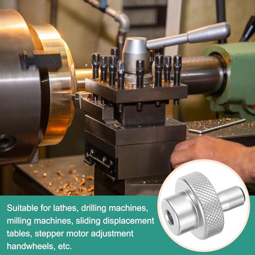 HARFINGTON Aluminum Alloy Handwheel 30mm OD 8mm Bore Lathe Hand Wheel with Rotate Handle Aluminum Milling Machine Handle with Wrench and 2pcs Screws for Milling Machine Lathe, Silver Tone - size: 30mm x 8mm