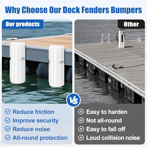 Dock Bumpers, Boat Dock Bumper Fender for Edge & Side, Marine-Grade PVC Fenders Guards for Docking, UV-Resistant, Edge Protection & Dock Guard, Includes 304 Stainless Hardware - 2PACK White - style: 2PACK-WHITE
