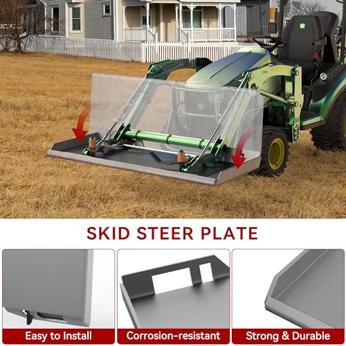 YITAMOTOR 5/16'' Universal Quick Attach Mount Plate with Bottom Connector Holes & Reinforced Top Bar, Compatible with Kubota and Bobcat Skid Steers and Tractors - size: 5/16"
