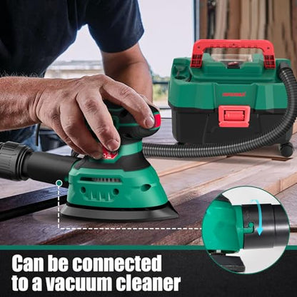 HYCHIKA Detail Sander,140W Electric Sander, up to 13000OPM, 1.2A Palm Sander Tool with 12pcs Sandpapers, with Efficient Dust Collection System, Compact Hand Sander for Woodworking - style: Detail Sander with 12 Sanderpapers