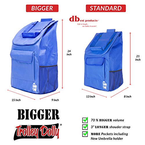 dbest products Bigger Trolley Dolly, Blue Shopping Grocery Foldable Cart - color: Blue