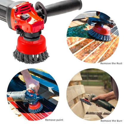 Wire Cup Brush Set Packaged with 4 Different Wire Wheel Brushes for Angle Grinder 4 1/2 Angle Grinder and 5/8”-11 Thread Arbor(4 Packs ) - style: 4 Different Wire Brush Set