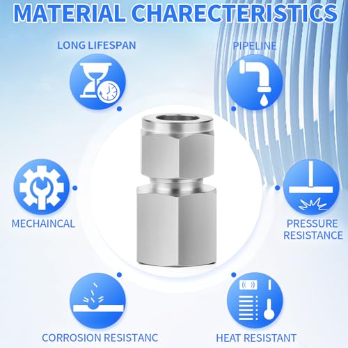 ChillWaves 304 Stainless Steel Compression Tube Fitting, 1/2" OD x 3/8" NPT Female Compression Union Connector(2-PACK) - size: 1/2" OD x 3/8" FNPT