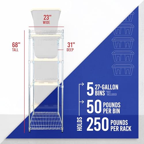 SafeRacks 5-Tier Steel Tote Rack for 27 Gallon Bins - Silver - color: Silver, size: 1 Pack