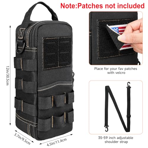 Heavy Duty Small Tool Bags for Men with Carabiner,Tactical Tool Pouch Bag,Portable Utility Tools Storage Organizer Case with Shoulder Strap for EDC,Motorcycle,Camping, Road Trip, Electricians,Black - color: Black
