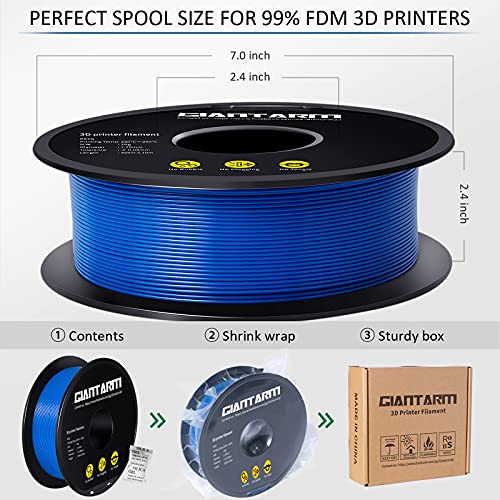 GIANTARM PETG Filament 1.75mm 1kg (2.2lb), Blue Filament PETG for 3D Printer, ±0.02mm Accuracy, High Precision, Strong Toughness, Neatly Wound & Moistureproof, Non-Clogging&Non-Stringing, Blue - color: Blue
