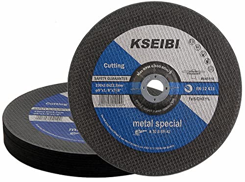KSEIBI 645110 Grinding Wheels 10-Pack, Aluminum Oxide Discs for Metal & Stainless Steel, 9" x 1/8" x 7/8", Aggressive Grinding for Angle Grinders, Depressed Center Design - size: 9" x 1/8"