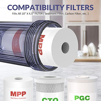 SimPure DB10C 10" *4.5" Whole House Water Filter Clear Housing - size: 1 Count (Pack of 1), style: System - Clear (10 Inch x 4.5 Inch)