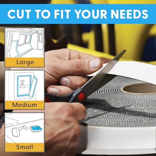 Industrial Strength - 10FT + Scissors Black Indoor/Outdoor Adhesive Mounting Tape - Self Mating Reclosable Fastener Compatible with 3M SJ3550 / SJ3560 Dual Lock - size: 10 FT + SCISSORS, style: Black