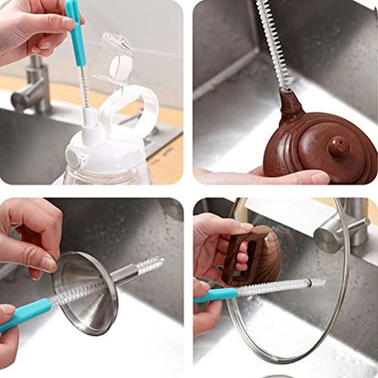 Straw Brush, Tea Pot Spout Brush Lotus Root Hole Brush Sippy Cup Brush Extra Long Nylon Thin Brush for Washing Glass Silicone Metal Straws Tubes Brush Sewer Drain Brush