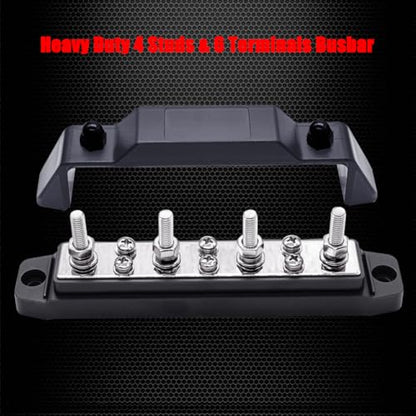 Ampper 4 x M6 Posts Power Distribution Block BusBar 6 M4 Screws, 6.3" Black - color: Black, size: 4M6+6M4