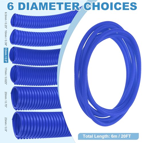 MECCANIXITY Plastic Split Wire Loom Tubing 1/2"(12mm) ID 20FT(6m), Blue - color: Blue, size: 1/2"(12mm) ID x 20FT(6m)