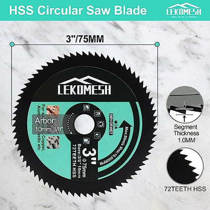 HSS Circular Saw Blade - 5pcs 3In/75mm x Arbor 3/8In/10mm Cutting Discs for Wood, Copper, Aluminum, Plastic and Soft Metal - size: 5pcs HSS Saw Blade