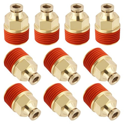 DOT Approved Male Straight Brass Union 1/4" Tube x 1/2" NPT, 10PCS - size: 1/4" OD x 1/2" NPT