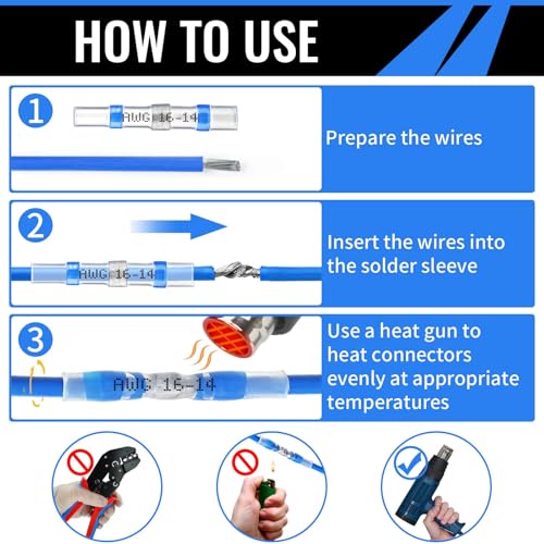 200PCS Solder Seal Wire Connectors, Waterproof Solder Butt Connectors Kit - size: 200 pcs