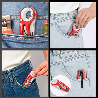 Tondiamo 2 Pcs Folding Pocket Utility Knife Box Cutter, Red - color: Red