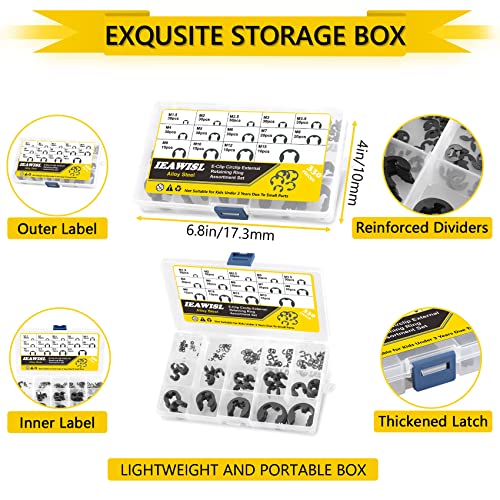 330 PCS External Retaining Rings, 14 Sizes E-Clip for Machines - color: Black, size: 330 pcs