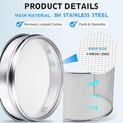 PATIKIL Lab Sieve 4 Mesh(5mm) 7.9"(20cm) Diameter Sifting Screen - size: 4 Mesh(5mm)/7.9"
