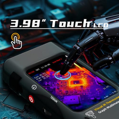 BSIDE Thermal Imaging Camera Multimeter with Macro Lens, 320x320 IR Resolution with 15 Thermal Palettes, 20000 Counts with 3.98" Touch LCD, Measures Cap, AC Clamp, Temp Diode for Electrical Electronic