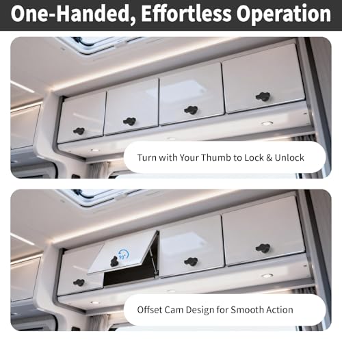 Thumb Operated Offset Cam Lock 2PCS, Black Plastic Coated Handle, for Industrial Cabinet Door Drawer Toolbox Switch Cabinet lockers (5/7" 2 Pack) - color: 2-Pack Black