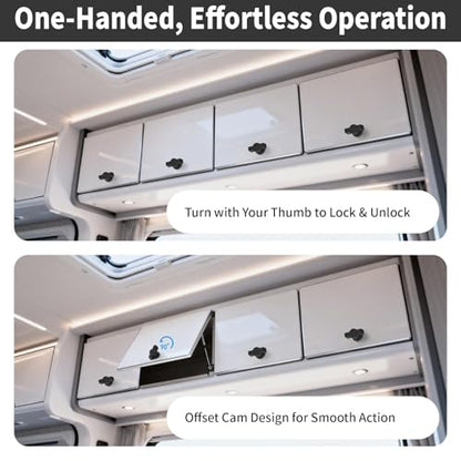 Thumb Operated Offset Cam Lock 2PCS, Black Plastic Coated Handle, for Industrial Cabinet Door Drawer Toolbox Switch Cabinet lockers (5/7" 2 Pack) - color: 2-Pack Black