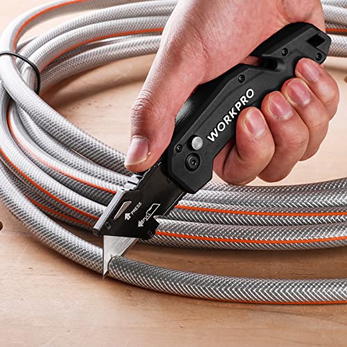 WORKPRO Folding Utility Knife with 10 Blades, Black - color: Black
