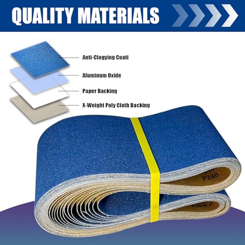 6 x 48 Inch Sanding Belts, 15 Pcs Mixed Grit 60/80/120/180/240, Aluminum Oxide Abrasive Sandpaper Belts for Belt Sanders, Woodworking Polishing & Grinding - size: 6X48