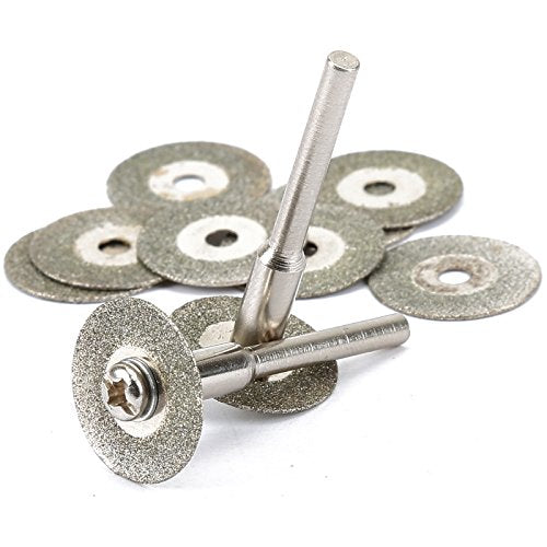 dophee 10pcs Diamond Cutting Off Discs Wheel with 2 Mandrel Arbor, 16mm - size: 16mm