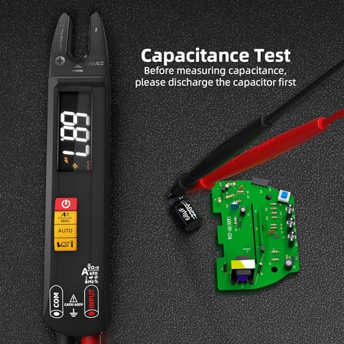Open Jaw Digtal Multimeter 6000 Counts Clamp Meter, Digital Electrical Tester,Rechargeable with Smart Mode,Measuring Resistance,Capacitance,Frequency,Continuity,Diode,AC/DC Voltage&Current