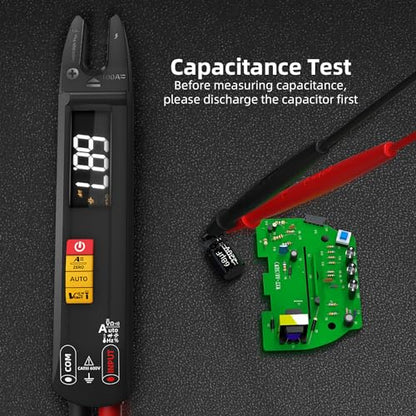 Open Jaw Digtal Multimeter 6000 Counts Clamp Meter, Digital Electrical Tester,Rechargeable with Smart Mode,Measuring Resistance,Capacitance,Frequency,Continuity,Diode,AC/DC Voltage&Current