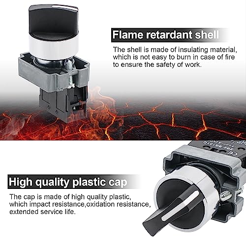 2-Pack Black 2-Position Metal Head Selector Switches, 1NO - style: Black 2-Position Selector Switch 1NO