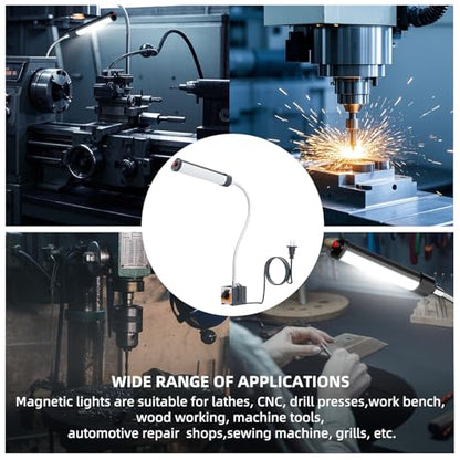 24W LED Magnetic Work Light, 2400 Lumen Flexible Gooseneck Work Light with Adjustable Magnetic Base, Industrial Light for Lathe CNC Milling Drillpress Sewing Machine