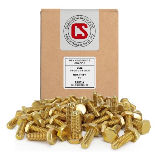 Chenango Supply 1/4-20 x 3/4" Grade 8 Hex Head Bolts - size: 1/4-20x3/4 50pcs