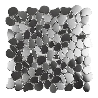 5 Sheets Metal Kitchen Backsplash Mosaic Tiles,Silver,Mesh Backing