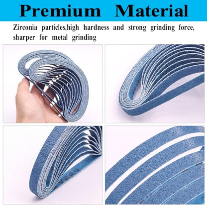 3/8" x 13" Zirconia Sanding Belts, 80 Grit, 30 Pack - color: 80 Grit, size: 3/8x13 inch