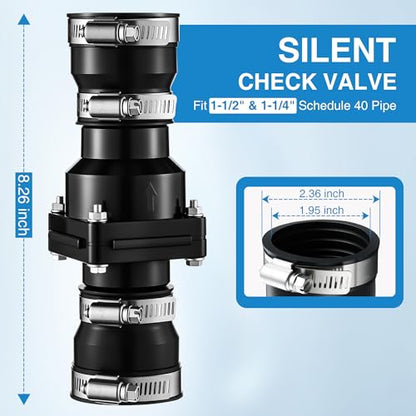 Tellingyou Sump Pump Check Valve Fits 1-1/2 inch or 1-1/4 inch Pipe